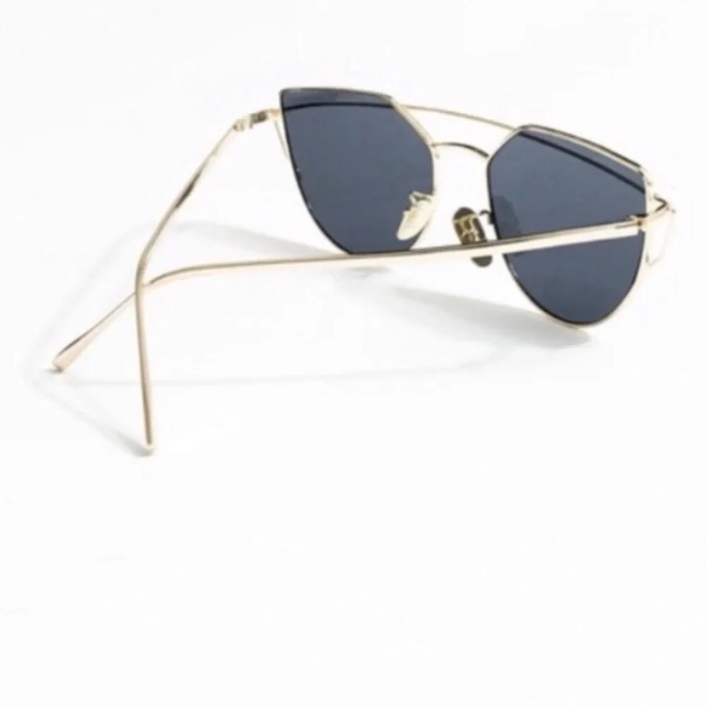 New💕Oversized Cat Eye Gold Aviator Sunglasses